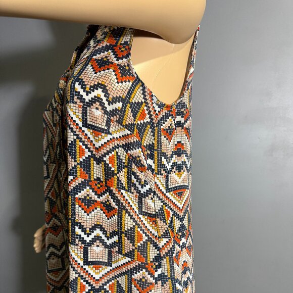 H&M Boho Geometric Print Sleeveless Button-Up collared blouse top - Picture 5 of 6